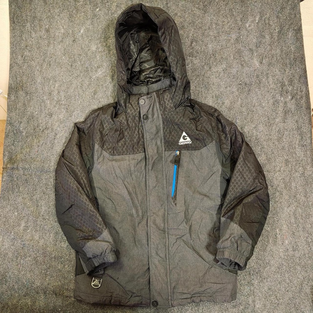 Gerry Grey Black Hooded Ski Jacket Kids Size S 7/8 Outdoor Winter Coat